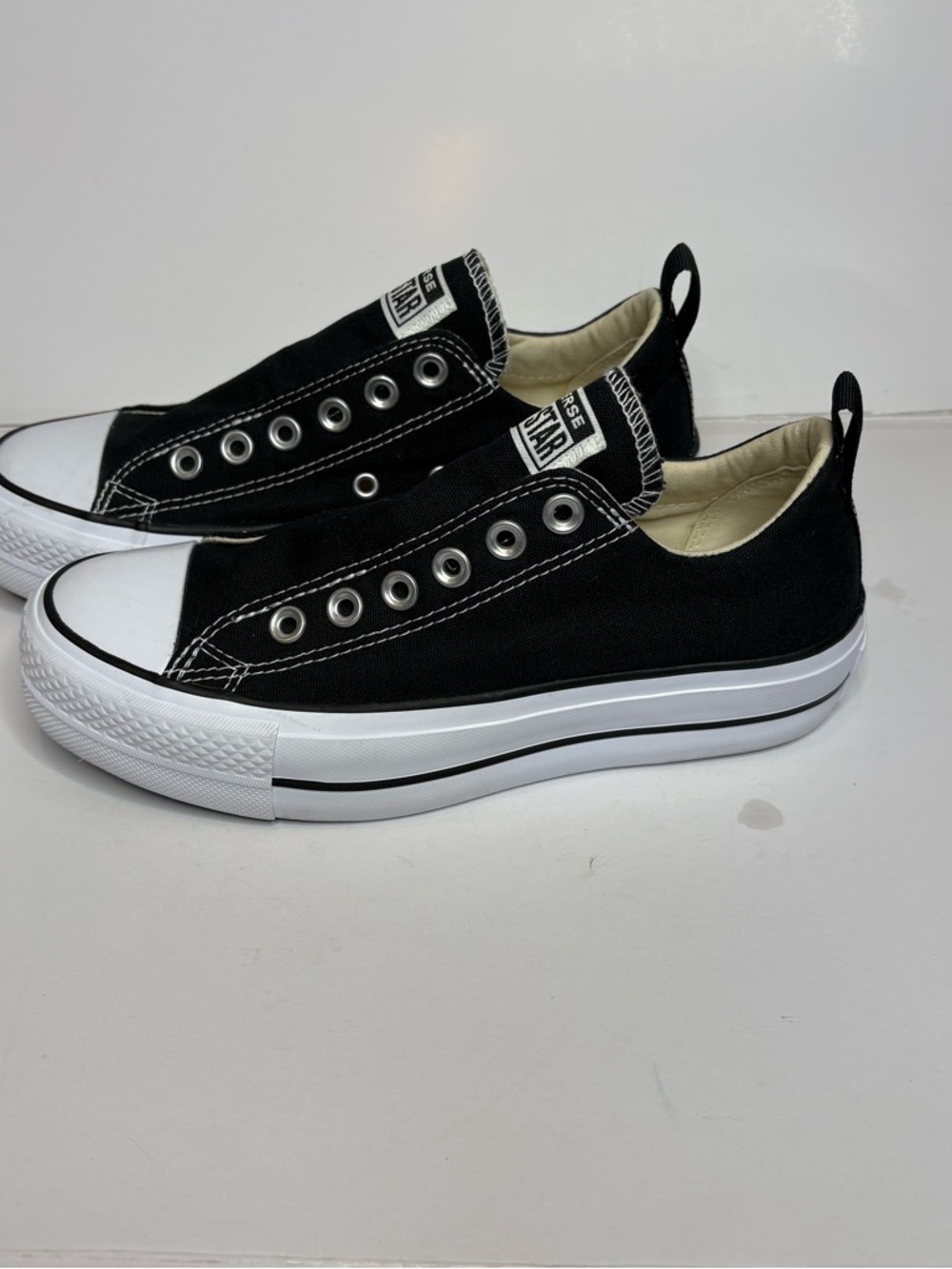 Converse Kids Black and White Slip-On Style Low Tops